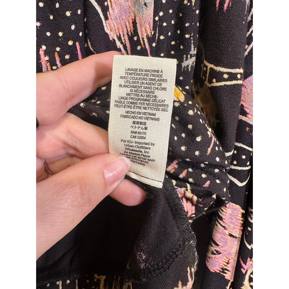 Free People Last Time Draped Bell Sleeve Top Small Black Floral Boho - Picture 9 of 12